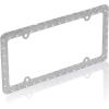 imageBDK Heavy Duty RustProof StainlessSteel Metal USA United States Flag Rhinestone Sparkly Sparkling Diamond Crystal Bling License Plate Frame Universal Size for Car Truck SUVMetal Plate