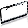 imageBDK Heavy Duty RustProof StainlessSteel Metal USA United States Flag Rhinestone Sparkly Sparkling Diamond Crystal Bling License Plate Frame Universal Size for Car Truck SUVBW Flag