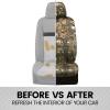 imageBDK Hunter Camo Car Seat Covers Full Set with Camo Steering Wheel Cover and Seat Belt Cover Pad  Forest Camouflage Pattern Automotive Front Seat ampamp Bench Back Seat Cover for Cars Trucks SUV