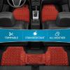imageBDK Metallic Chrome Car Floor Mats AllWeather Universal Fit Automotive Floor Mats for Cars SUVs Floor Mats for Trucks Car Mats Full Set Front ampamp Rear NonSlip Backing  SilverMetallic Red