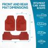 imageBDK Metallic Chrome Car Floor Mats AllWeather Universal Fit Automotive Floor Mats for Cars SUVs Floor Mats for Trucks Car Mats Full Set Front ampamp Rear NonSlip Backing  SilverMetallic Red