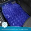 imageBDK Metallic Chrome Car Floor Mats AllWeather Universal Fit Automotive Floor Mats for Cars SUVs Floor Mats for Trucks Car Mats Full Set Front ampamp Rear NonSlip Backing  SilverMetallic Blue