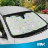 imageBDK Pink Flamingo Floatie Front Windshield Sunshade Accordion Folding Style Auto Shade for Car Truck SUV Van Blocks UV Rays Sun Visor Protector Easy Setup Keeps Your Vehicle Cool  58 x 27 inchesPastel Flowers