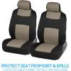 imageBDK PolyPro Seat Covers Full Set in Beige on Black  Front and Rear Split Bench Seat Covers for Cars Easy to Install  Car Accessories for Auto Trucks Van SUVLight Beige