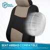 imageBDK PolyPro Seat Covers Full Set in Beige on Black  Front and Rear Split Bench Seat Covers for Cars Easy to Install  Car Accessories for Auto Trucks Van SUVLight Beige