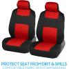 imageBDK PolyPro Seat Covers Full Set in Beige on Black  Front and Rear Split Bench Seat Covers for Cars Easy to Install  Car Accessories for Auto Trucks Van SUVRed