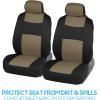 imageBDK PolyPro Seat Covers Full Set in Beige on Black  Front and Rear Split Bench Seat Covers for Cars Easy to Install  Car Accessories for Auto Trucks Van SUVBeige