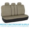 imageBDK PolyPro Seat Covers Full Set in Beige on Black  Front and Rear Split Bench Seat Covers for Cars Easy to Install  Car Accessories for Auto Trucks Van SUVSolid Beige