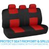 imageBDK PolyPro Seat Covers Full Set in Beige on Black  Front and Rear Split Bench Seat Covers for Cars Easy to Install  Car Accessories for Auto Trucks Van SUVRed
