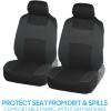 imageBDK PolyPro Seat Covers Full Set in Beige on Black  Front and Rear Split Bench Seat Covers for Cars Easy to Install  Car Accessories for Auto Trucks Van SUVReverse Charcoal