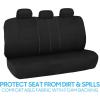 imageBDK PolyPro Seat Covers Full Set in Beige on Black  Front and Rear Split Bench Seat Covers for Cars Easy to Install  Car Accessories for Auto Trucks Van SUVSolid Black