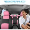 imageBDK PolyPro Seat Covers Full Set in Beige on Black  Front and Rear Split Bench Seat Covers for Cars Easy to Install  Car Accessories for Auto Trucks Van SUVPink