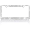 imageBDK Stainless Steel Yellow Gold Sparkly Sparkling Diamond Crystal Bling Premium License Plate Frame Metal Silver Rhinestone for Women Universal Size for Car Truck SUVSilver