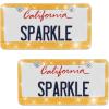 imageBDK Stainless Steel Yellow Gold Sparkly Sparkling Diamond Crystal Bling Premium License Plate Frame Metal Silver Rhinestone for Women Universal Size for Car Truck SUVGold