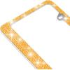 imageBDK Stainless Steel Yellow Gold Sparkly Sparkling Diamond Crystal Bling Premium License Plate Frame Metal Silver Rhinestone for Women Universal Size for Car Truck SUVGold