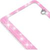 imageBDK Stainless Steel Yellow Gold Sparkly Sparkling Diamond Crystal Bling Premium License Plate Frame Metal Silver Rhinestone for Women Universal Size for Car Truck SUVPink