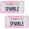 imageBDK Stainless Steel Yellow Gold Sparkly Sparkling Diamond Crystal Bling Premium License Plate Frame Metal Silver Rhinestone for Women Universal Size for Car Truck SUVPink