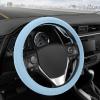 imageBDK Ultra Soft Gray Steering Wheel Cover Unisex Car Accessories NonSlip Comfy Soft Grip Faux Leather Auto Steering Wheel Cover for Cars Trucks Vans SUVs  Fits Standard 15quot Inch Steering WheelsSoft Blue