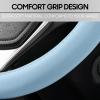 imageBDK Ultra Soft Gray Steering Wheel Cover Unisex Car Accessories NonSlip Comfy Soft Grip Faux Leather Auto Steering Wheel Cover for Cars Trucks Vans SUVs  Fits Standard 15quot Inch Steering WheelsSoft Blue