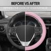 imageBDK Ultra Soft Gray Steering Wheel Cover Unisex Car Accessories NonSlip Comfy Soft Grip Faux Leather Auto Steering Wheel Cover for Cars Trucks Vans SUVs  Fits Standard 15quot Inch Steering WheelsSoft Pink