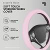 imageBDK Ultra Soft Gray Steering Wheel Cover Unisex Car Accessories NonSlip Comfy Soft Grip Faux Leather Auto Steering Wheel Cover for Cars Trucks Vans SUVs  Fits Standard 15quot Inch Steering WheelsSoft Pink