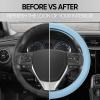 imageBDK Ultra Soft Gray Steering Wheel Cover Unisex Car Accessories NonSlip Comfy Soft Grip Faux Leather Auto Steering Wheel Cover for Cars Trucks Vans SUVs  Fits Standard 15quot Inch Steering WheelsSoft Blue