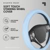 imageBDK Ultra Soft Gray Steering Wheel Cover Unisex Car Accessories NonSlip Comfy Soft Grip Faux Leather Auto Steering Wheel Cover for Cars Trucks Vans SUVs  Fits Standard 15quot Inch Steering WheelsSoft Blue