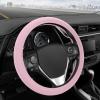 imageBDK Ultra Soft Gray Steering Wheel Cover Unisex Car Accessories NonSlip Comfy Soft Grip Faux Leather Auto Steering Wheel Cover for Cars Trucks Vans SUVs  Fits Standard 15quot Inch Steering WheelsSoft Pink