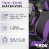 imageBDK UltraSleek Purple Seat Covers for Cars TwoTone Front Seat Covers with Matching Back Car Seat Cover Made to Fit Most Auto Truck Van SUV Interior Car Accessories Full SetPurple
