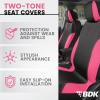 imageBDK UltraSleek Purple Seat Covers for Cars TwoTone Front Seat Covers with Matching Back Car Seat Cover Made to Fit Most Auto Truck Van SUV Interior Car Accessories Full SetPink
