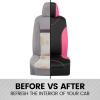 imageBDK UltraSleek Purple Seat Covers for Cars TwoTone Front Seat Covers with Matching Back Car Seat Cover Made to Fit Most Auto Truck Van SUV Interior Car Accessories Full SetPink