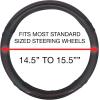 imageBDK UltraSport Series Steering Wheel CoverSynthetic Leather Perforated Design ampamp Stitching All Black Carbon FiberBlack w Red Stitching
