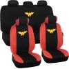 imageBDK Warner Bros DC Comics Wonder Woman Car Accessories Full 9 Piece Set Polyester Seat Covers Black ampamp Red Universal Fit for Car Truck Van SUV Side Airbag Compatible Easy to InstallFull Set