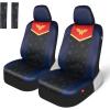 imageBDK Warner Bros DC Comics Wonder Woman Car Accessories Full 9 Piece Set Polyester Seat Covers Black ampamp Red Universal Fit for Car Truck Van SUV Side Airbag Compatible Easy to Install2 Front