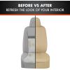 imageBDK carXS Black Leather Car Seat Covers Full Set 9Piece Faux Seat Covers for Cars Includes Front and Back Seat Cover Automotive Seat Covers for Trucks SUVBeige