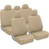 imageBDK carXS Black Leather Car Seat Covers Full Set 9Piece Faux Seat Covers for Cars Includes Front and Back Seat Cover Automotive Seat Covers for Trucks SUVBeige