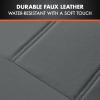 imageBDK carXS Black Leather Car Seat Covers Full Set 9Piece Faux Seat Covers for Cars Includes Front and Back Seat Cover Automotive Seat Covers for Trucks SUVGray