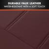 imageBDK carXS Black Leather Car Seat Covers Full Set 9Piece Faux Seat Covers for Cars Includes Front and Back Seat Cover Automotive Seat Covers for Trucks SUVBurgundy