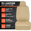 imageBDK carXS Black Leather Car Seat Covers Full Set 9Piece Faux Seat Covers for Cars Includes Front and Back Seat Cover Automotive Seat Covers for Trucks SUVBeige