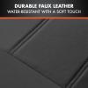 imageBDK carXS Black Leather Car Seat Covers Full Set 9Piece Faux Seat Covers for Cars Includes Front and Back Seat Cover Automotive Seat Covers for Trucks SUVBlack
