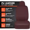imageBDK carXS Black Leather Car Seat Covers Full Set 9Piece Faux Seat Covers for Cars Includes Front and Back Seat Cover Automotive Seat Covers for Trucks SUVBurgundy