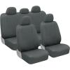 imageBDK carXS Black Leather Car Seat Covers Full Set 9Piece Faux Seat Covers for Cars Includes Front and Back Seat Cover Automotive Seat Covers for Trucks SUVGray