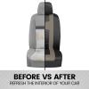 imageBDK carXS Seat Covers for Cars Light Gray TwoTone Car Seat Covers with Matching Back Seat Cover Made to Fit Most Auto Truck Van SUV Interior Car Accessories Car Seat Cover Full SetBlack  Beige