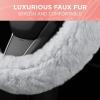 imageGray Fuzzy Steering Wheel Cover Standard 15 Inch Size Fits Most Vehicles Cute Faux Fur Car Steering Cover with Soft Fluffy Furry Touch Car Accessories for Women