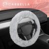 imageGray Fuzzy Steering Wheel Cover Standard 15 Inch Size Fits Most Vehicles Cute Faux Fur Car Steering Cover with Soft Fluffy Furry Touch Car Accessories for Women