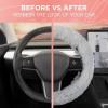 imageGray Fuzzy Steering Wheel Cover Standard 15 Inch Size Fits Most Vehicles Cute Faux Fur Car Steering Cover with Soft Fluffy Furry Touch Car Accessories for Women