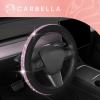 imageLeatherette Crystal Bling Steering Wheel Cover for Car SUV Glitter Sparkle Rhinestone Cute Car Accessories for Women Universal Fit Standard Size Fits 145quot15quot  Pink wRainbow BlingBlack w Pink Bling