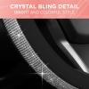 imageLeatherette Crystal Bling Steering Wheel Cover for Car SUV Glitter Sparkle Rhinestone Cute Car Accessories for Women Universal Fit Standard Size Fits 145quot15quot  Pink wRainbow BlingBlack w Silver Bling