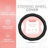 imagePink Holo Bling Steering Wheel Cover Standard 15 Inch Size Fits Most Vehicles Cute Shiny Crackle Car Steering Cover with Holographic Foil Glitter Like Detail Car Accessories for WomenBlack Stitched