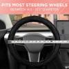 imagePink Holo Bling Steering Wheel Cover Standard 15 Inch Size Fits Most Vehicles Cute Shiny Crackle Car Steering Cover with Holographic Foil Glitter Like Detail Car Accessories for WomenBlack Stitched